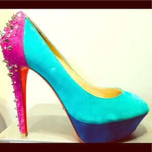 GreyMer Colorblock peeptoe pump Swarovski Crystals